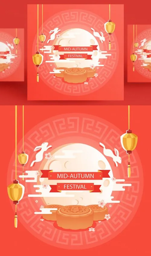 中国传统节日中秋节月亮节日团圆佳节矢量海报设计素材Mid autumn Festival