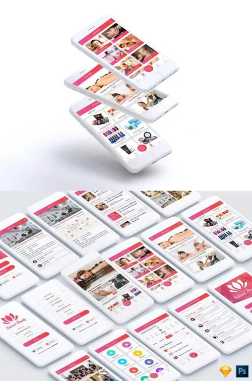 一款美容行业APP UI Kits打包下载[psd]