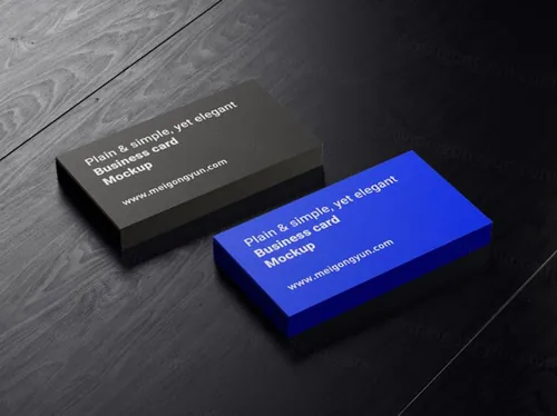 Business cards on dark wood mockup