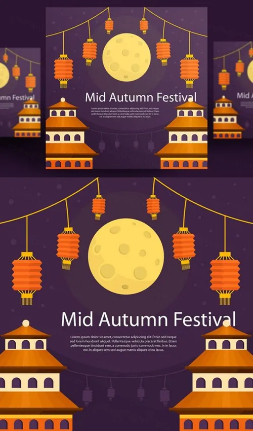 中国传统节日中秋节月亮节日团圆佳节矢量海报设计素材Mid autumn Festival