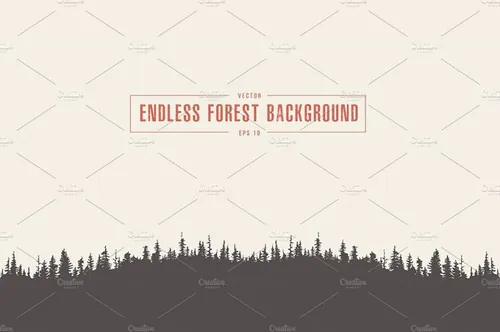 手绘森林矢量插图Endless pine forest