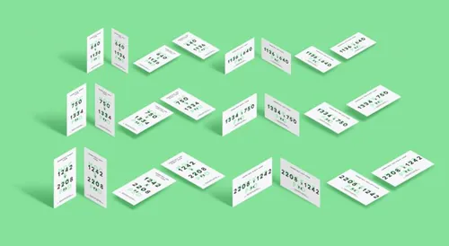 不同角度名片卡片模型PSD模板Perspective iOS App Screens Mock-Up