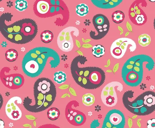 无缝复古鲜花花卉图案背景矢量设计素材Seamless retro flower pattern