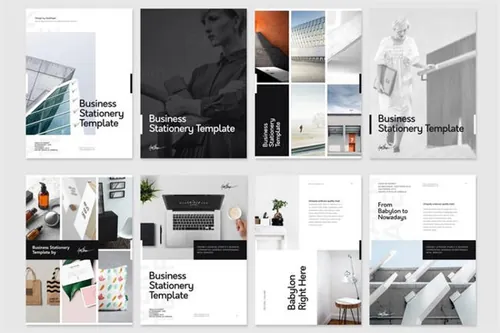 时尚多内容的的杂志画册模板 Illustrator Stationery Template 1318798