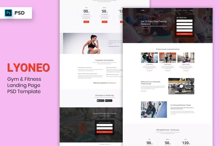 健身房网站登陆页面UI套件PSD模板