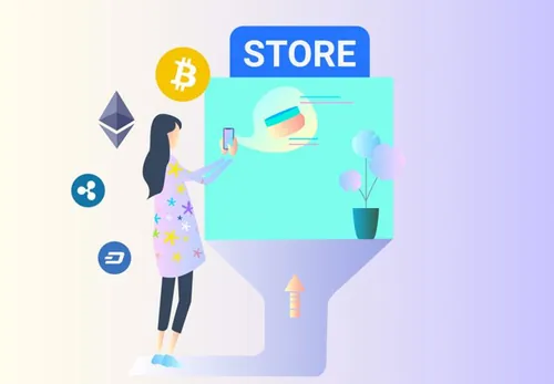 金融财务区块链比特币矢量2D场景插图设计素材Blockchain Cryptocurrency 2D 02