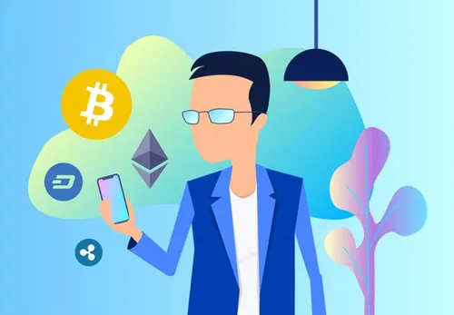 金融财务区块链比特币矢量2D场景插图设计素材Blockchain Cryptocurrency 2D 06