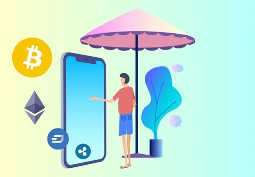 金融财务区块链比特币矢量2D场景插图设计素材Blockchain Cryptocurrency 2D 08