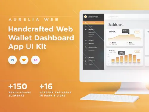 高级金融钱包数据图表仪表板应用程序UI工具包Aurelia Web UI Kit