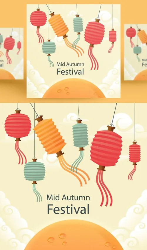 中国传统节日中秋节月亮节日团圆佳节矢量海报设计素材Mid autumn Festival