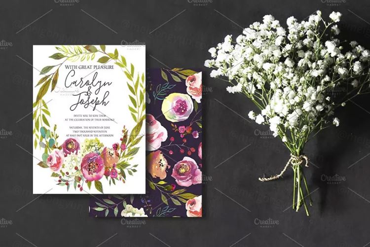 桃色牡丹水彩花卉 Peach Peonies Waterco