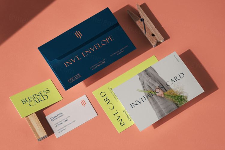 信封名片品牌设计提案场景展示样机PSD模板 Brand Ps