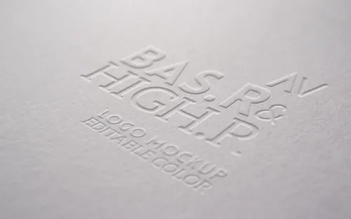 浮雕凸版工艺标志贴图PSD模板Embossed Logo Mock-Up Template