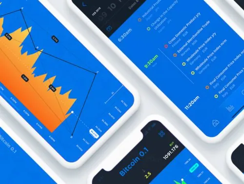 蓝色金融财务投资股票市场移动手机App iOS UI套件Stock Market