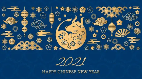 2021中国牛年新年快乐东方传统风格横幅海报贺卡矢量插画素材 Happy chinese new year