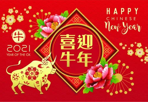 2021中国牛年新年快乐东方传统风格横幅海报贺卡矢量插画素材 Happy chinese new year