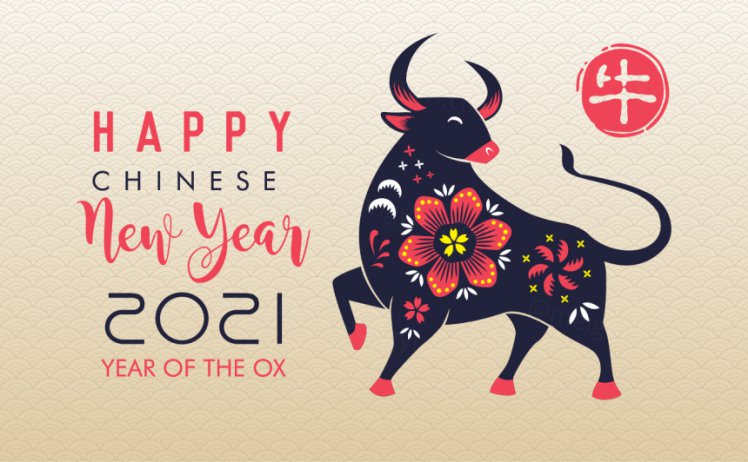 2021中国牛年新年快乐东方传统风格横幅海报贺卡矢量插画素材 Happy chinese new year