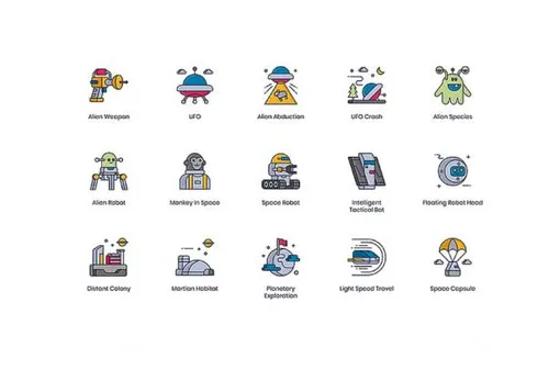 63个维度空间天文学天体平面矢量图标集Space Icons