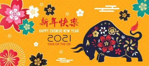 2021中国牛年新年快乐东方传统风格横幅海报贺卡矢量插画素材 Happy chinese new year