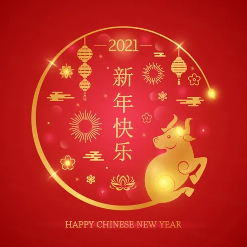 2021中国牛年新年快乐东方传统风格横幅海报贺卡矢量插画素材 Happy chinese new year