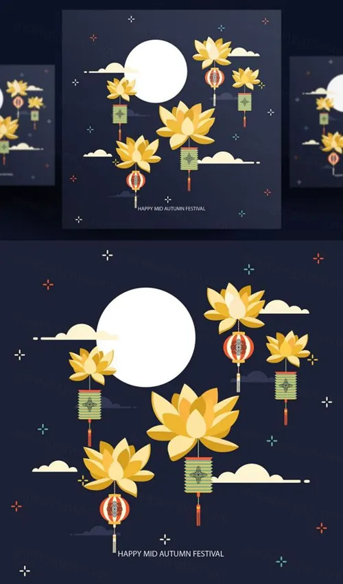 中国传统节日中秋节月亮节日团圆佳节矢量海报设计素材Mid autumn Festival