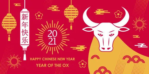 2021中国牛年新年快乐东方传统风格横幅海报贺卡矢量插画素材 Happy chinese new year