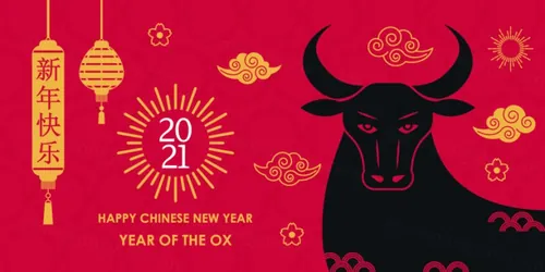 2021中国牛年新年快乐东方传统风格横幅海报贺卡矢量插画素材 Happy chinese new year