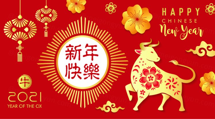 2021中国牛年新年快乐东方传统风格横幅海报贺卡矢量插画素材 Happy chinese new year