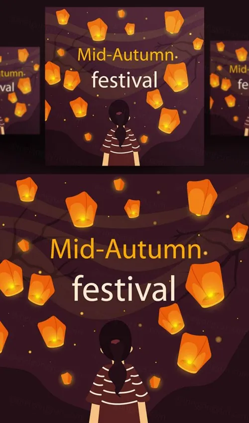 中国传统节日中秋节月亮节日团圆佳节矢量海报设计素材Mid autumn Festival