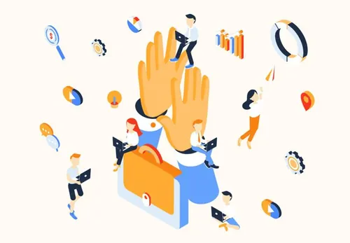 团队合作启动概念等距插图矢量设计素材Startup Concepts Isometric