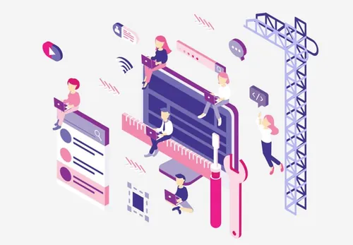 网页设计项目启动概念等距插图矢量设计素材Startup Concepts Isometric