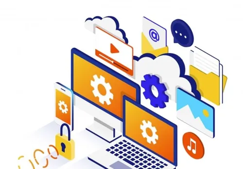 等距云计算区块链平台数据分析网上购物Flat color Modern Isometric Illustration ...