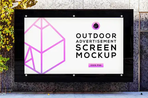 户外屏幕广告模型PSD贴图模板Outdoor Advertising Screen Moc