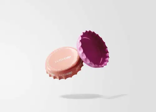 啤酒瓶盖设计图案预览样机 Bottle Cap Mockup 样机模版