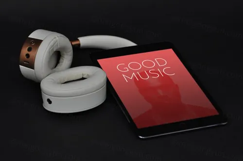 音乐主题耳机ipad电脑显示设备贴图PSD样机模型Good Music Inc 04