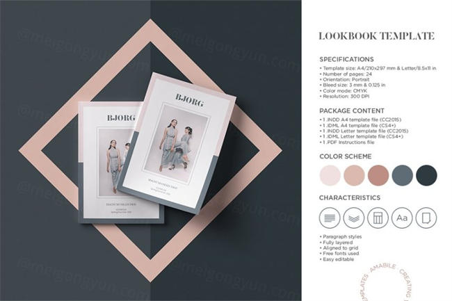 高端时尚杂志品牌手册画册设计模板 bjorg lookbook 2007310