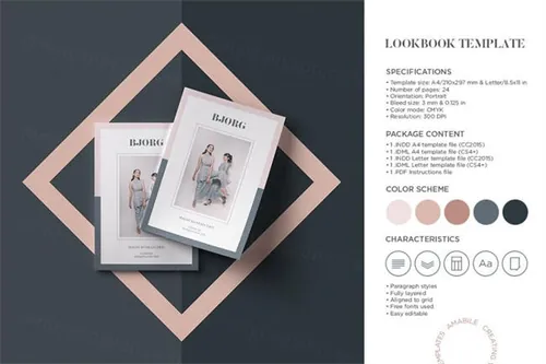 高端时尚杂志品牌手册画册设计模板 bjorg lookbook 2007310