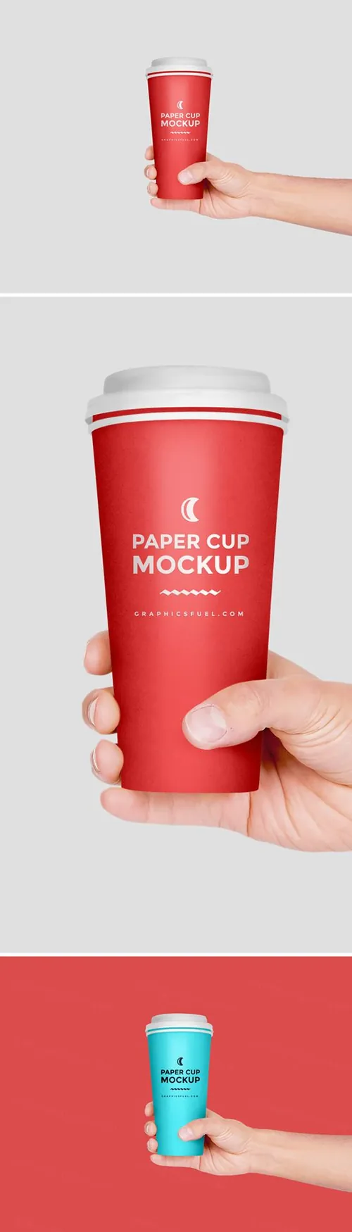咖啡杯贴图样机PSD模板Paper Cup In Hand Mockup PSD
