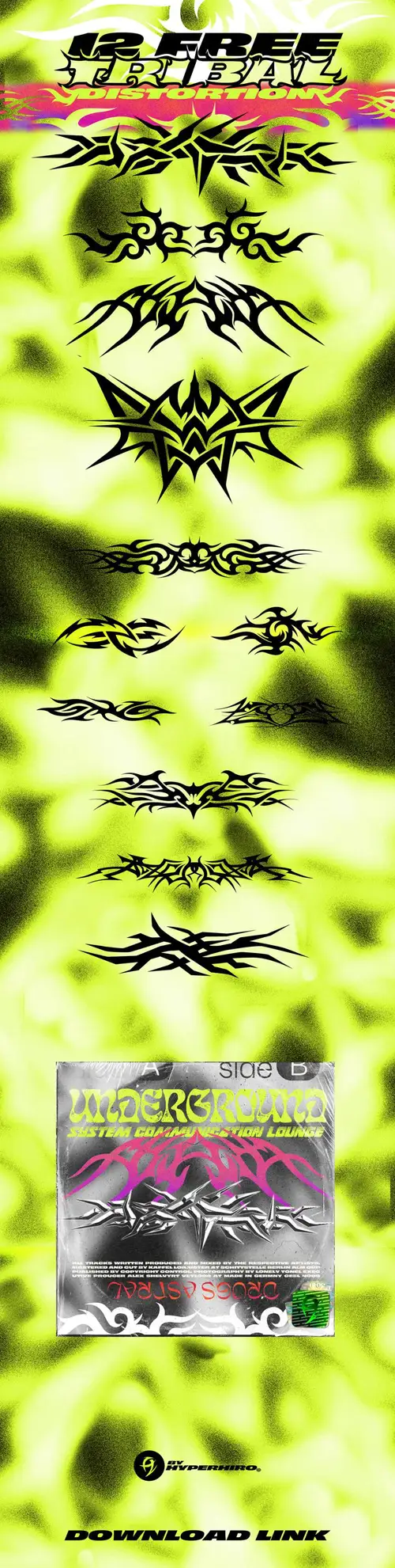 12款街头潮流个性纹身服饰图案图案矢量插画素材 12 Free Tribal Distor