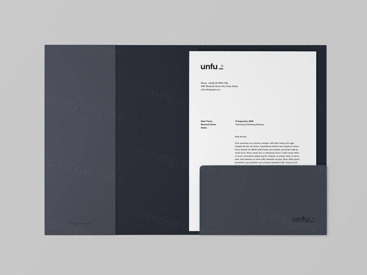 办公文具用品VI样机模板 Branding Folder Mockup