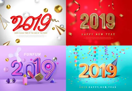 最新“2019”立体字体特效PSD高清分层海报模板