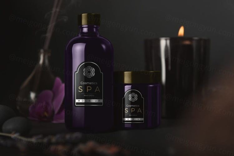 高品质的高端会所SPA化妆品样机展示模型mockups