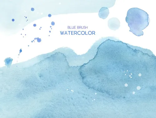 Blue Brush Watercolor 蓝色墨迹插图PSD分层素材  ti246a6407
