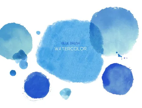Blue Brush Watercolor 蓝色墨迹笔刷插图PSD分层素材  ti246a6401