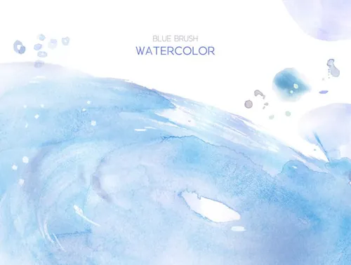 Blue Brush Watercolor 蓝色笔刷插图PSD分层素材 ti246a6406