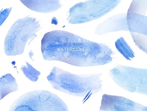 Blue Brush Watercolor 蓝色笔刷墨迹笔触PSD分层素材 ti246a6405