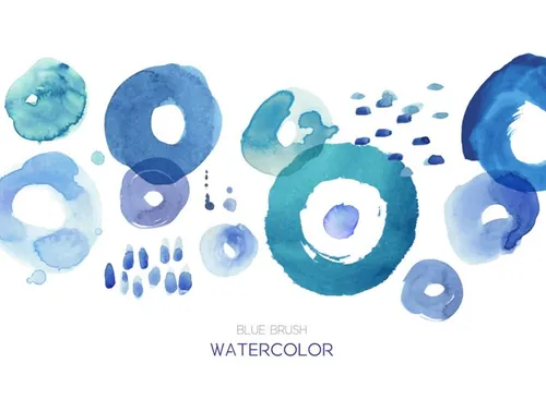 Blue Brush Watercolor 蓝色抽象笔刷合集包 ti246a6402