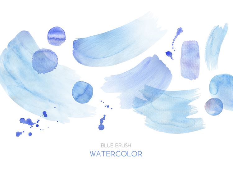 Blue Brush Watercolor 蓝色笔刷素材  ti246a6403
