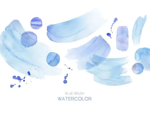 Blue Brush Watercolor 蓝色笔刷素材  ti246a6403