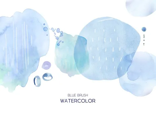 Blue Brush Watercolor 蓝色水彩笔刷素材 ti246a6404